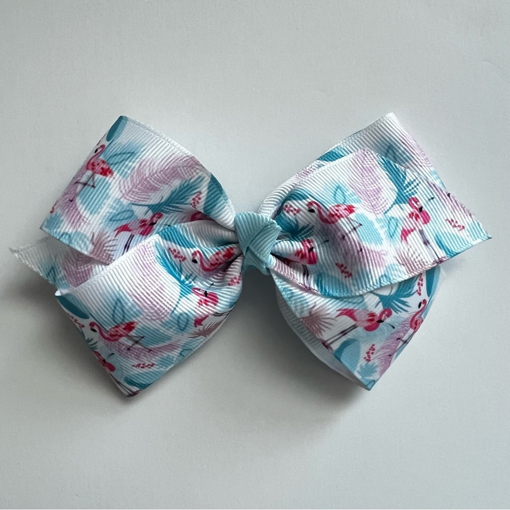 Hand Crafted Flamingo Hair Bow Clip